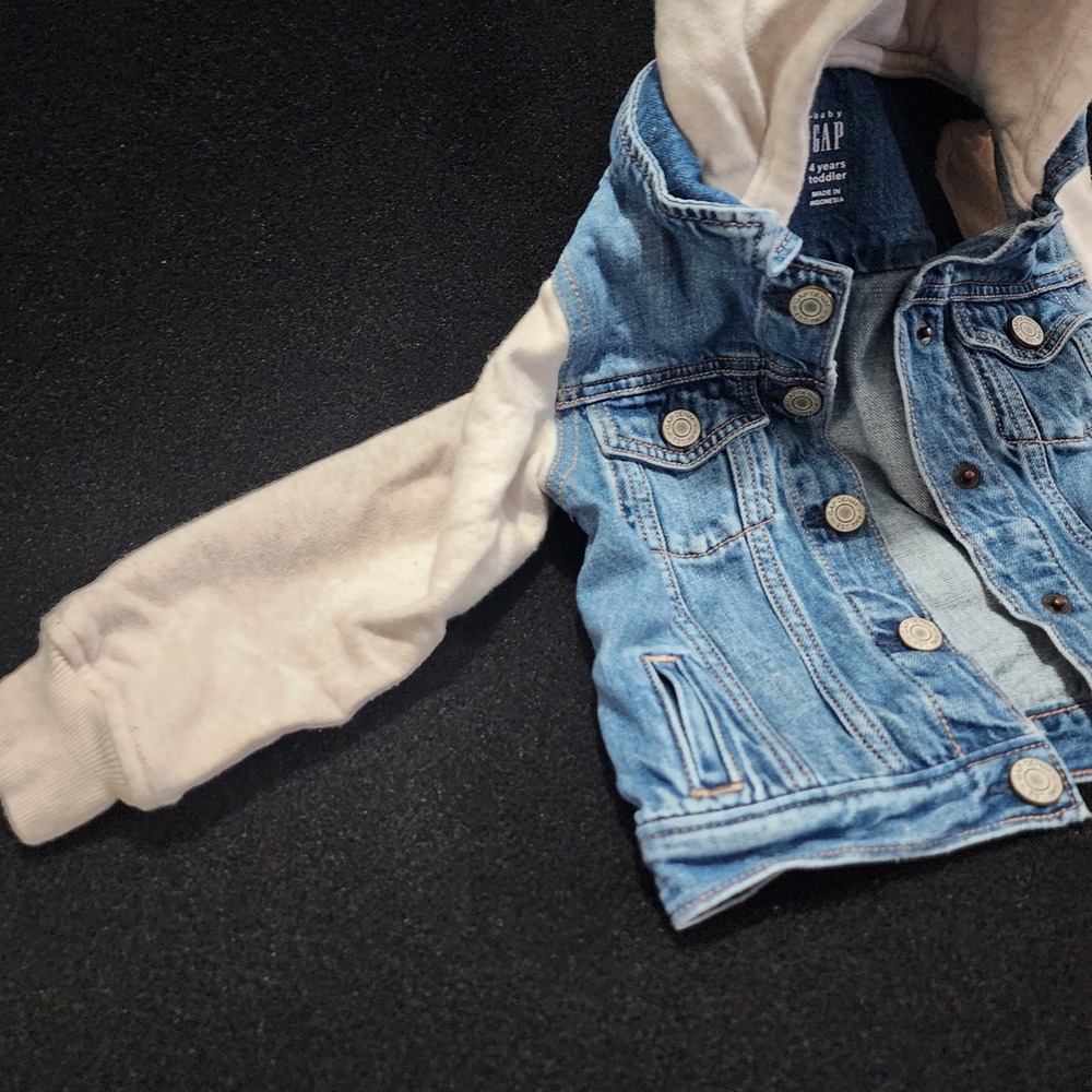 Baby Gap Toddler Girls Blue Denim Unicorn Hoodie Jacket 4Years 4T Rose Gold Horn - Picture 5 of 9